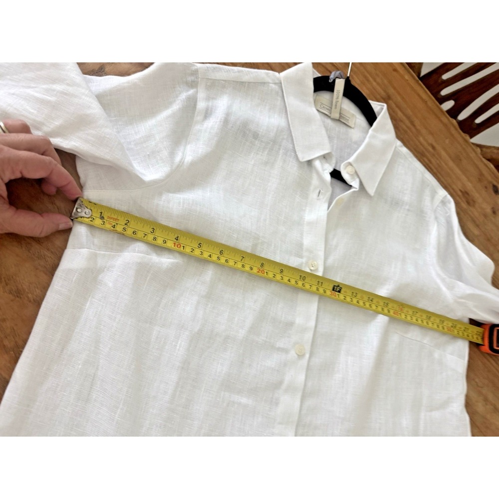 NWT Crown Linen Designs White 100% Linen Long Sleeve Tunic Sz L Button Down - Picture 11 of 11